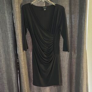 White House Black Market Black Asymmetrical Ruched Cocktail Dress